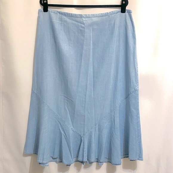 EMMA JAMES VTG Y2K LIGHT WASH DENIM MERMAID HEM MAXI SKIRT EUC! Sz16W - Picture 7 of 7